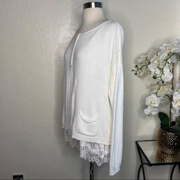 Lauren Vidal Women’s Layered Chiffon Lace Sweater - Picture 4 of 6